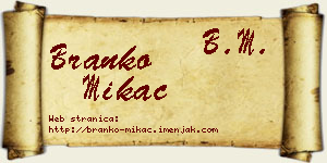 Branko Mikać vizit kartica